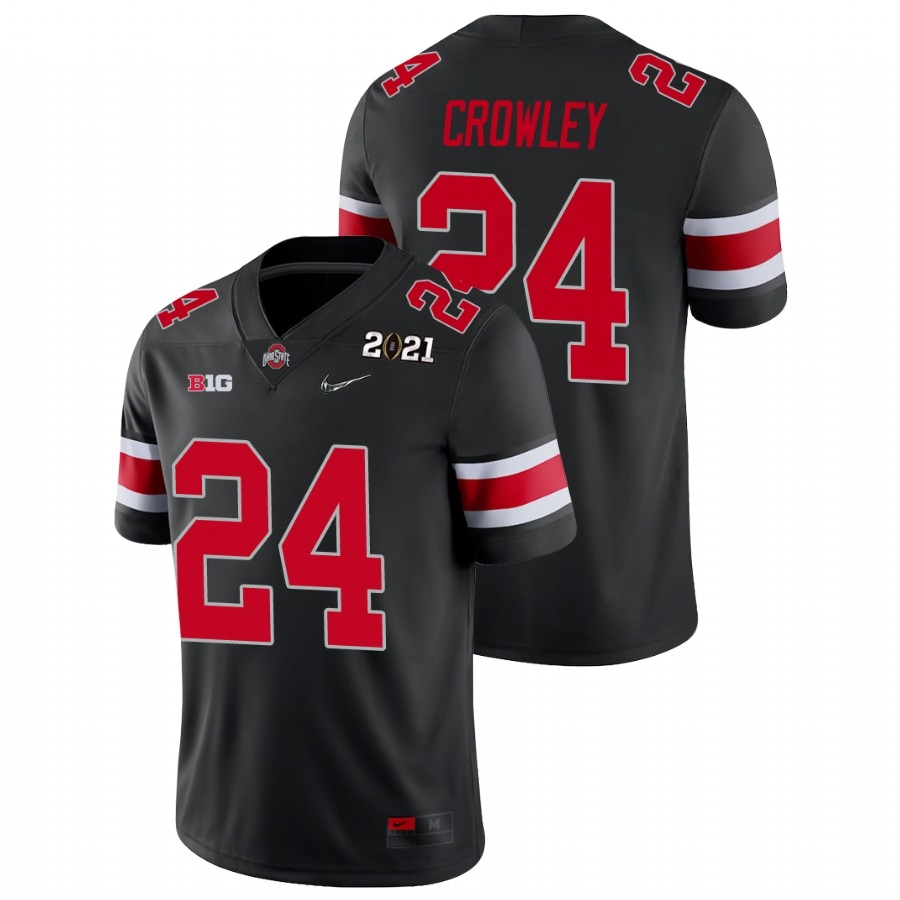 Ohio State Buckeyes Men's NCAA Marcus Crowley #24 Black Champions 2021 National College Football Jersey YTC2249SO